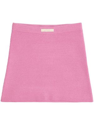 Apparis logo-patch knit mini skirt - Pink