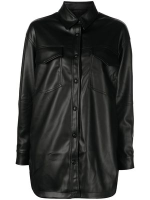 Apparis long-sleeve leather-look shirt - Black