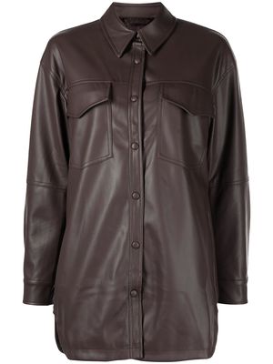 Apparis long-sleeve leather-look shirt - Brown