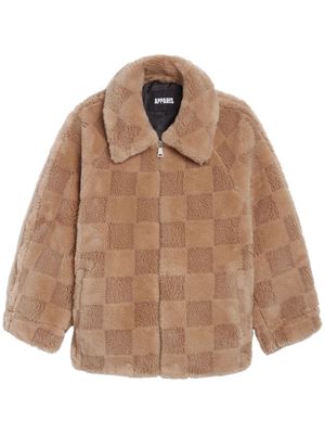 Apparis Lucy checked faux-fur jacket - Brown