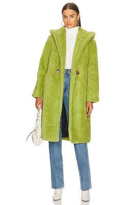 Apparis Mia 2 Faux Fur Coat in Green
