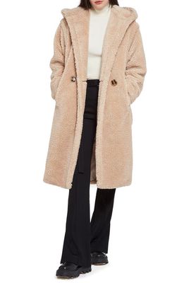 Apparis Mia 2 Hooded Faux Shearling Coat in Toffee