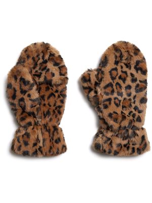Apparis open-top faux-fur mittens - Brown
