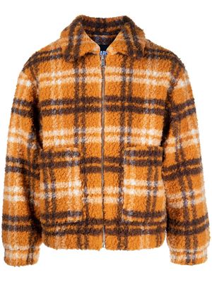 Apparis plaid-print zip-up jacket - Orange