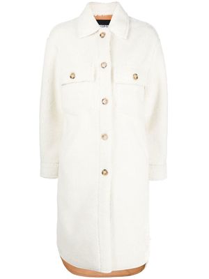 Apparis single-breasted faux shearling coat - White