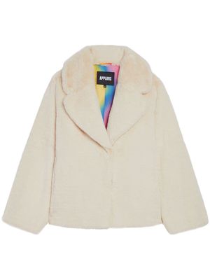 Apparis single-breasted faux-shearling jacket - Neutrals