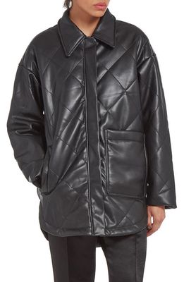 Apparis Stevie Quilted Faux Leather Coat in Noir