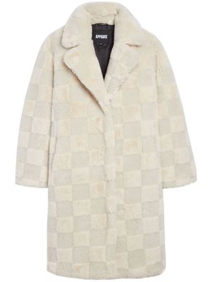 Apparis Tikka check-pattern mid-length coat - White
