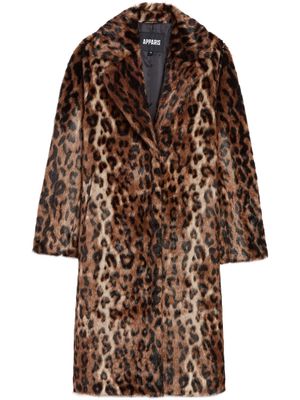 Apparis Tikka leopard-pattern mid-length coat - Brown