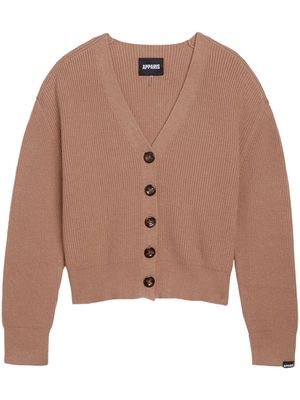 Apparis V-neck knitted cardigan - Neutrals