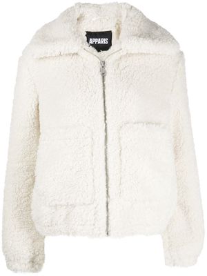 Apparis zipped-up faux-shearling coat - White