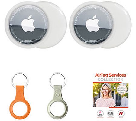 Apple AirTag 2-Pack with 2 TPU Keychains & Vouc her