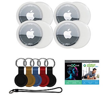 Apple AirTag 4-pack w/ Luggage Tag & 4 Silicone Tag Sleeves