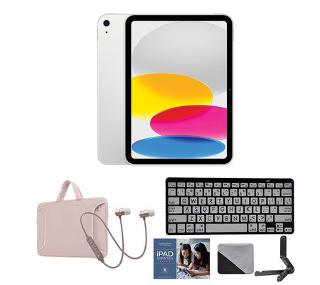 Apple iPad 10.9" 256GB w/ Large Print Bluetooth Keyboard & More