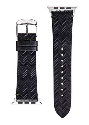 Apple® Watch Embossed Black Leather Watch Strap/24MM