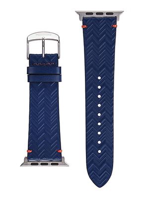 Apple Watch® Embossed Blue Leather Watch Strap/24MM