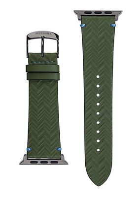 Apple Watch® Embossed Green Leather Watch Strap/24MM