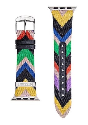 Apple Watch® Multicolor Fabric and Leather Watch Strap/22MM