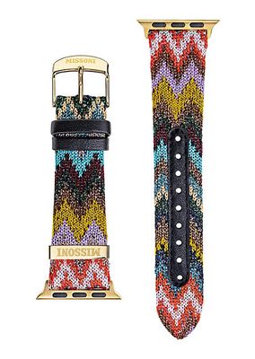 Apple Watch® Zigzag Multicolor Fabric and Leather Watch Strap/24MM