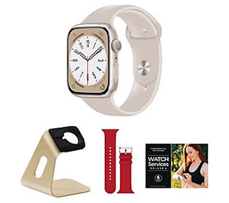 Apple Watch Series 8 GPS 45mm M/L Smartwatch wi th Accessories