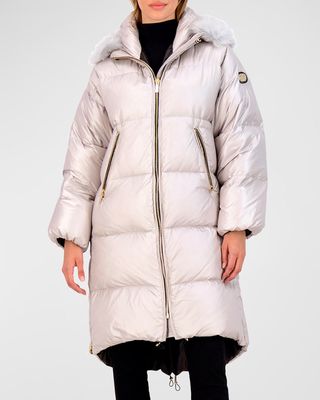 Apres-Ski Down-Filled Jacket With Detachable Toscana Lamb Shearling Hood Trim