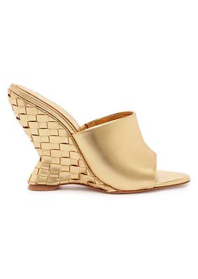 April 109MM Metallic Leather Wedge Sandals