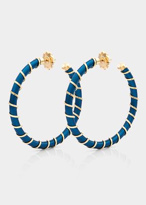 Aqua Titanium Wrapped Spiral Hoop Earrings