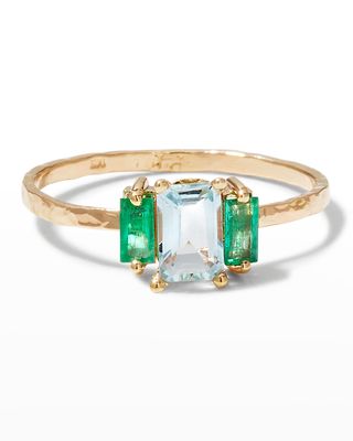 Aquamarine and Emerald Ring