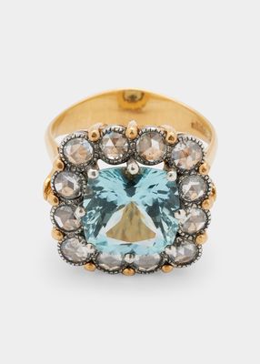 Aquamarine and Rose-Cut Diamond Ring