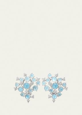 Aquamarine & White Diamond Bubble Cluster Earrings