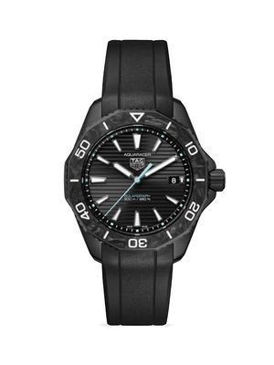 Aquaracer Professional 200 Solargraph Stainless Steel & Rubber Strap Watch/40MM - Black - Black