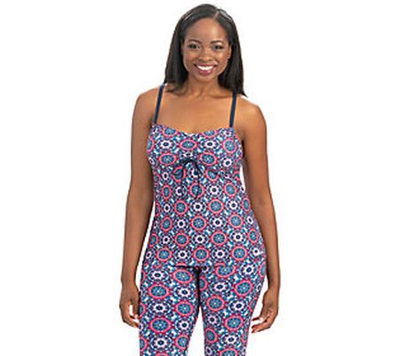Aquashape Mosaic Print Tie-Front Tankini Swim T op