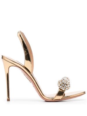 Aquazzura crystal-embellished single toe strap sandals - Gold