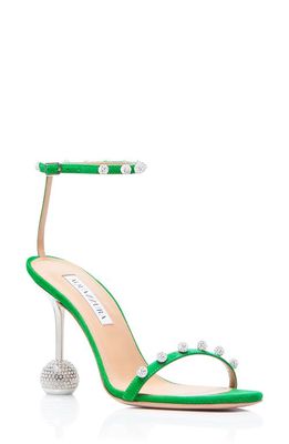 Aquazzura Secrets Crystal Embellished Ankle Strap Sandal in Rich Emerald