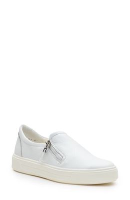 ara Cayce Leather Zip Sneaker in White Cervocalf