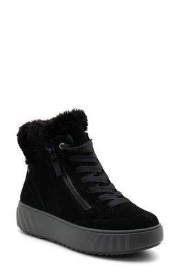 ara Mikayla Faux Fur Lined Lace-Up Boot in Black