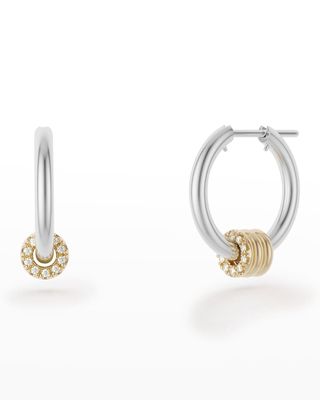 Ara SG Deux Silver & Gold Hoop Earrings with Diamonds