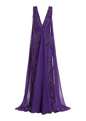Arabesque Beaded Silk-Blend Gown