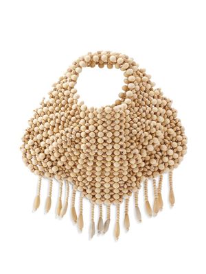 Aranaz bead-embellished tote bag - Neutrals