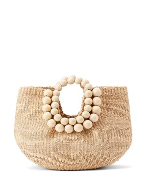 Aranaz Cueba bead-embellished tote bag - Neutrals