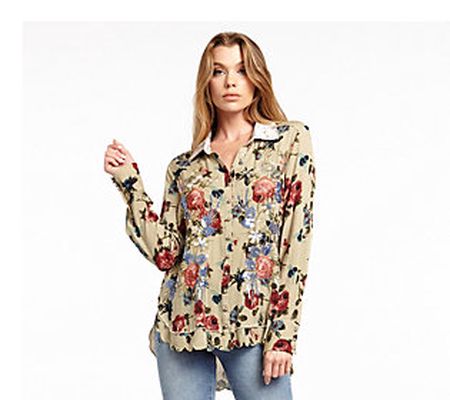 Aratta Button Down Floral Print Shirt