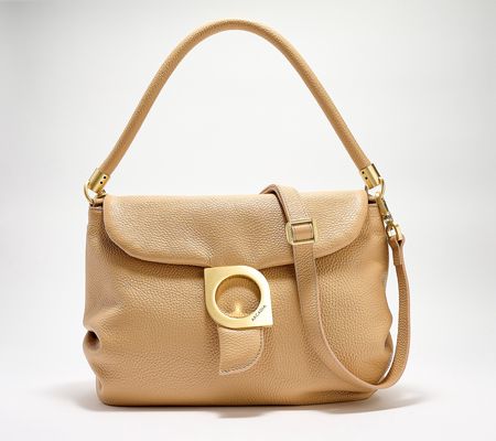 Arcadia Pebbled Leather Sunrise Shoulder Bag