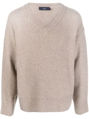 arch4 fine-knit V-neck jumper - Grey