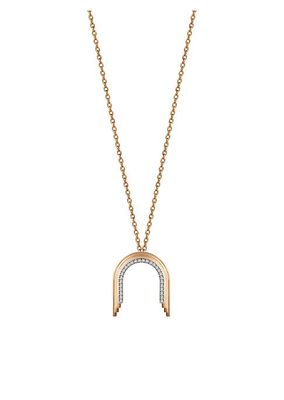 Arches Concave 14K Yellow Gold & 0.08 TCW Diamond Pendant Necklace
