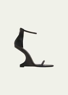 Architectural-Heel Zip Leather Sandals
