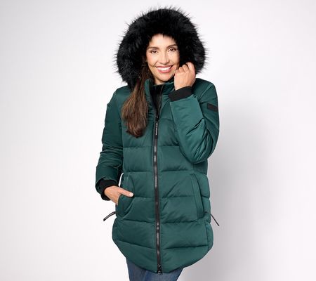 Arctic Expedition Curved Hem Down Parka with Detachable Hood