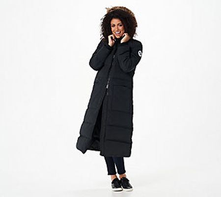 Arctic Expedition Quilted Down Maxi Parka with Faux Fur & Hood