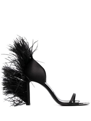 AREA Amazona feather 100mm sandals - Black