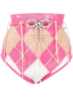 AREA argyle check hot shorts - Pink