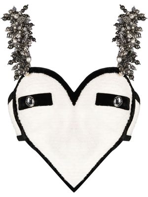 AREA bead-embellished heart crop top - White